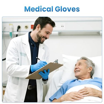 Borje Nitrile Exam Gloves Large, 100 Count Disposable Gloves, Blue, Latex-Free Powder-Free, Food Safe, Cooking, Cleaning - size: Large, style: Blue of 100