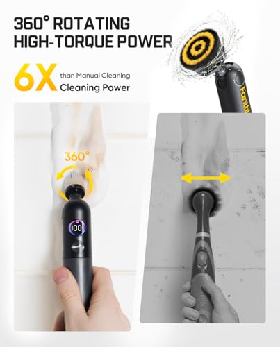 Fanttik Flip G10 Nano HomeCare Cordless Electric Spin Scrubber, 360° High-Torque Rotation, 2-Speed & 3-Angle, IPX7 Waterproof Cleaning Brush with 15 Brush Heads for Grout, Tiles, Sinks, Crevices