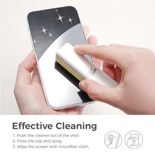 CLICK CLEAN Screen Cleaner, Fingerprint Proof Screen Cleaner Spray, All-in-One Cleaner with Microfiber and Shell for All Phones, Laptop and Tablet Screens (Beige) - color: Beige