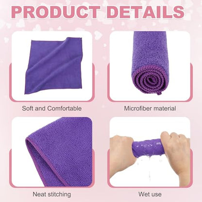 uxcell 10 Pcs Microfiber Cleaning Cloth, Kitchen Towels Reusable Microfiber Towels Highly Absorbent for Household Cleaning Supplies, Kitchen, Bathroom, Purple(Square), 11.8" X11.8 - color: Purple