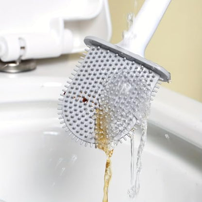 Toilet Brush Leak Proof Soft Bristle Wall Mounted, No Dead Angles Design for Bathroom Cleaning, Family Use, White - color: White