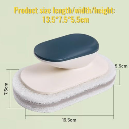 Sponge No-Scratch Scouring Pad Brush, with Comfortable Handle,Cleaning Brush for Kitchen Bathroom Bathtub Toilet Swiming Pool, Dish Sponge Cleaning Scrubber(Blue) - color: Blue