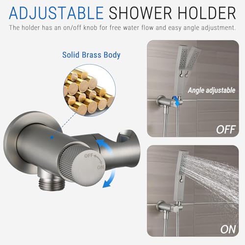 G-Promise All Metal Handheld Shower Set with 3-Function Showerwand, included Handheld Holder to Control on/off Switch and 71 Inch Tangle-Free Stainless Steel Hose Brushed Nicke - color: Brushed Nickel