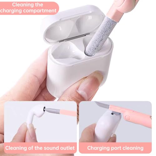 7 in 1 Laptop Cleaning Kit Keyboard Cleaner,Computer Screen Cleaning Brush Tool,Computer Cleaning Tools Kit Corner Gap Duster Keycap Puller(Pink)