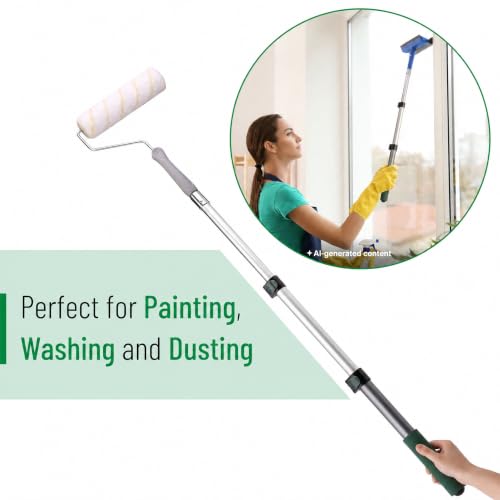 Bates- Telescopic Extension Pole, 3 Ft, Aluminum Alloy, Sturdy Multi-Purpose Extension Pole with Flip-Lock Design for Painting, Dusting and Cleaning - color: Green, size: 3 Ft, 1 Pack