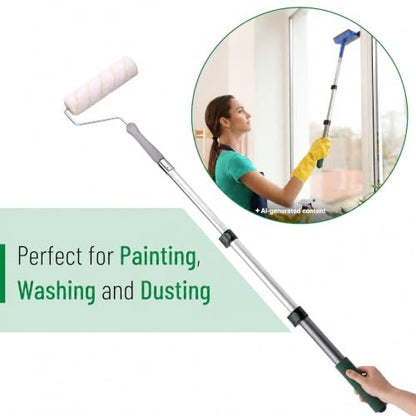 Bates- Telescopic Extension Pole, 3 Ft, Aluminum Alloy, Sturdy Multi-Purpose Extension Pole with Flip-Lock Design for Painting, Dusting and Cleaning - color: Green, size: 3 Ft, 1 Pack