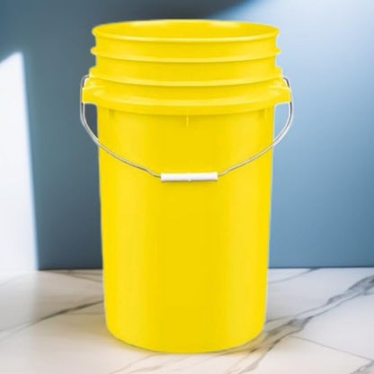 House Naturals Plastic Food Grade Made in USA Bucket with lid, Large 7 Gallon Container Comes with Screw On Lid (1, Yellow with Aqua lid) - color: Yellow With Aqua Lid