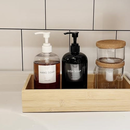 Soap Dispenser with Waterproof Labels, Thickened Plastic Hand Soap Dispenser for Bathroom, Kitchen Dish Washing Liquid Bottles, Shampoo and Conditioner Bottles (16.9 oz, Set of 2, Clear) - color: Clear