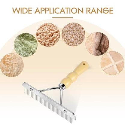 Metal Handheld Carpet Rake for Fluffy Plush, Pet Hair Removal Tool, Reusable Cat & Dog Hair Remover Comb, Brush Scraper Broom for Shag Rugs, Home Cleaning - Efficient Pet Hair Pickup