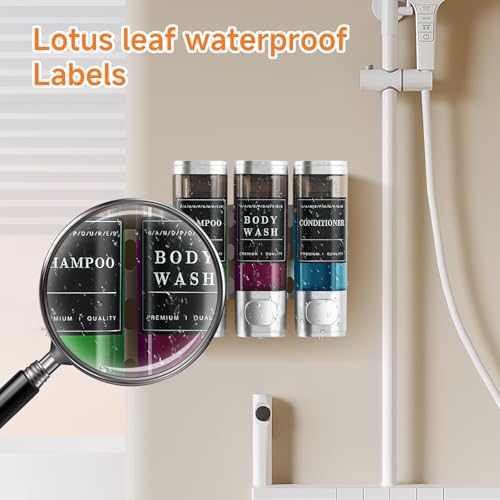 Shampoo and Conditioner Dispenser,Shower Dispenser 3 Chamber No Drill Wall-Mounted Shampoo Dispenser for Shower Wall Mounted Shower Soap Dispenser for Bathroom Hotel Large Capacity,Light Silver - color: Light Silver 3 Chamber