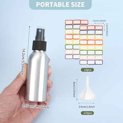 20 Pack Aluminum Spray Bottles 4 oz Small Refillable Spray Bottles Bulk Fine Mist Empty Sprays Bottle for Travel, Essential Oils, Sliver - color: Silver