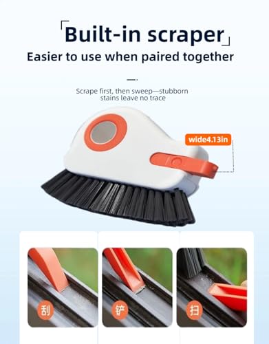 2 in 1 Groove Cleaning Brush for Window Tracks & Sliding Door Tracks, Hard Bristle Scrubber with Hidden Scraper for Window Sills, Window Seals, and Narrow Crevices (Gray) - color: Gray