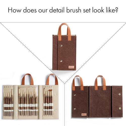 Artify Extreme Detail Paint Brushes Professional, 20pcs Ultra-Fine & Multipe Specialty Brushes for Miniature, Illustration & Craft Painting, Precision Paint Brush Set with High-End Handbag - style: 20Pcs-Handbag