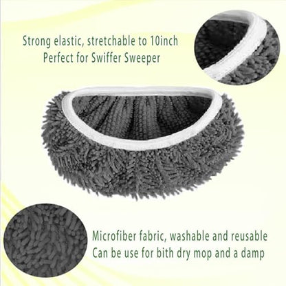 Reusable Microfiber Mop Pads Washable Wet Pads Compatible with Swiffer Sweeper Refills Pads for Wet & Dry Sweeping Cloths Mop Head Replacement for Household Cleaning - size: Grey 6PCS