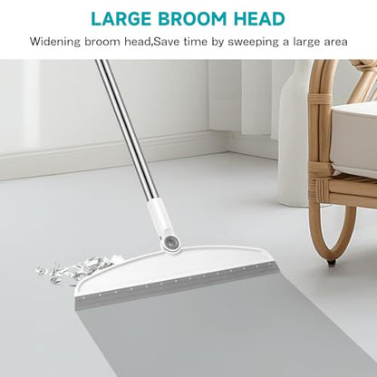 NACENA Silicone Floor Squeegee, 54-in Adjustable Long Handle Multifunction Silicone Broom, Sweep and Scrape 2 in 1 Household Cleaning Broom for Floor, Deck, Bathroom, Kitchen, Pet Hair, Glass, White - color: White