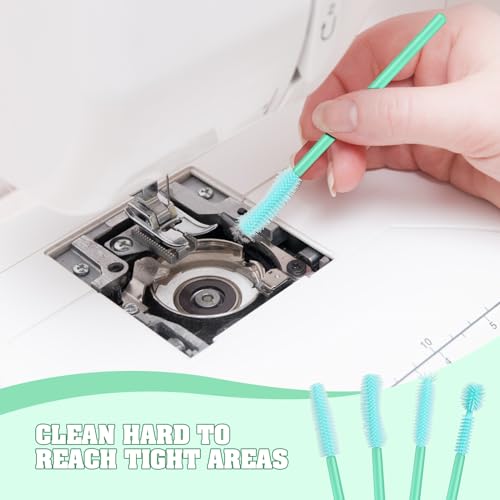 20 Pcs Nook and Cranny Sewing Machine Cleaning Brushes for Quilting Supplies Reusable Silicone Dense Bristles Cleaning Brushes for Sewing Machine Internal and Spool Area(Mint Green) - color: Mint Green
