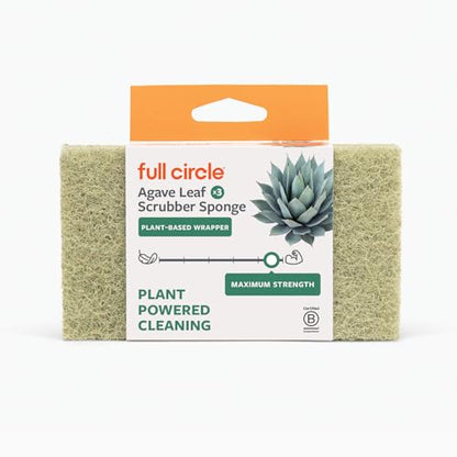 Full Circle Agave Leaf Scour Pads – Pack of 3 – Maximum Strength, Non-Scratch Dish Scrubber Made with Plant-Based & Recycled Materials, Safe for Nonstick - size: Agave Scour 3pk