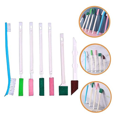 minkissy Disposable Crevice Cleaning Brush Set 7Pcs Small Cleaning Tool for Bathroom Shower Head Toilet Rim with Long Handle