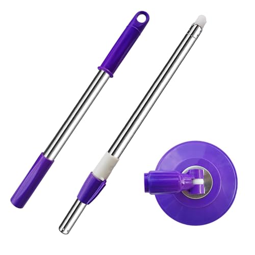 Spin Mop Replacement Mop Handle, 49-inch 360 Degrees Rotating Telescopic Replacement Mop Stick with Reinforced Plastic Disc for Spin Mop Bucket Cleaning System (Plastic Disc, Purple) - color: Purple, style: Plastic Disc