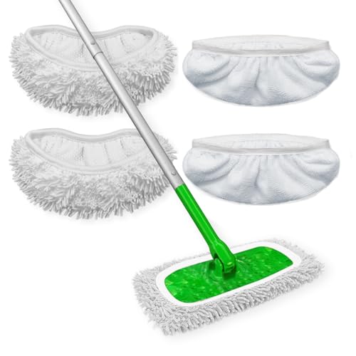 Reusable Microfiber Mop Pads Washable Wet Pads Compatible with Refills for Swiffer Sweeper Wet & Dry Sweeping Cloths Mop Head Replacement for Household Cleaning - size: White 4PCS