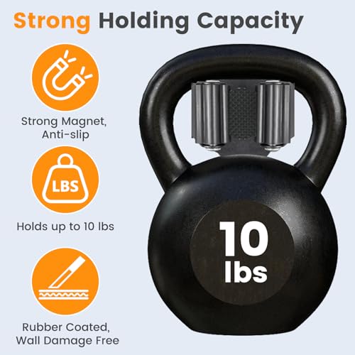 4 Pack Strong Magnetic Broom Holder, No Drill Heavy Duty Mop and Tool Organizer with Anti-Slip Rubber Grippers, Movable Wall Mounted Storage Rack for Kitchen, Garage, Garden, RV and Laundry, Black