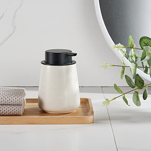 12Oz Ceramic Liquid Soap Dispenser - Modern Lotion Hand Soap Dispenser with Easy-to-Press Black Pump, Reusable and Refillable Dish Soap Dispensers for Bathroom & Kitchen, Speckled Matte Beige - color: Speckled Beige, style: Liquid Pump