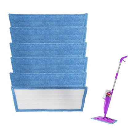 6 Pack Mop Pads Compatible with Rejuvenate Click N Clean Spray Mop Reusable Microfiber Pads Replacement for Rejuvenate Microfiber Mop Washable Mop Refill for Floor Cleaning Without Handle