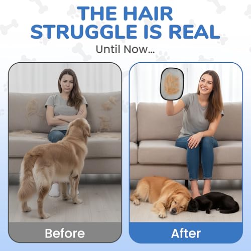 KEYVOZ Pet Hair Removal Glove for Cats and Dogs, Electrostatic Magic Brush Pet Hair Remover for Dog Couch, Available in Blue, Purple, Pink, Brown- Perfect for Pet Owners (Blue) - color: Blue