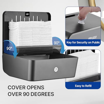 Commercial Paper Towel Dispenser Wall Mounted, Trifold/C-Fold/Multifold Hand Towel Holder, Hand Towel Dispenser for Bathroom Tissue Dispenser, Large Capacity 200 Sheets (Gray-5853) - color: Gray-5853