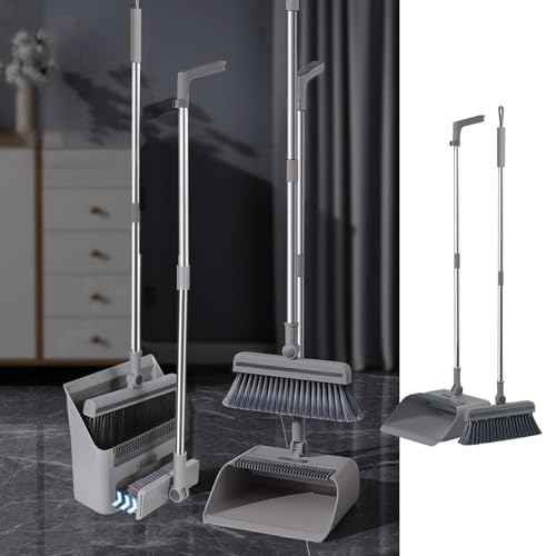 3 in 1 Broom and Dustpan Set Foldable Hand Broom for Home & Kitchen with Rotatable Standing Storage, Cleaning Brush, Buckle Type Brooms with Dustpan Combo Set Outdoor Brooms Cleaning Tool