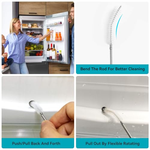 2 Pack 120 Inch Flexible Drain Brush, Sunroof Drain Cleaning Tool for Ice Maker, Refrigerator & AC Drain Line - style: 120 IN