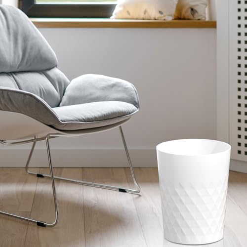 JiatuA 3 Pack Small Trash Can with Trash Bags Bathroom Garbage Bin Round Plastic Waste Basket for Kitchen, Bedroom, Office, College Dorm, Craft Room, White - color: White