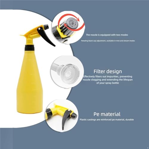 Heavy Duty Spray Bottles, Adjustable Nozzle Empty Water Mist Stream Sprayer for Car Cleaning Solutions Yellow 800ml/27oz - color: Yellow