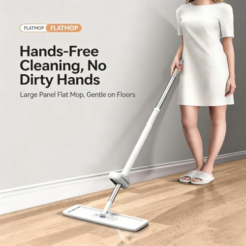 Wet Dry Flat Microfiber Mop for Hardwood Floors | 6 Washable Pads Included, 360° Swivel, For Kitchen Tile & Laminate Floors
