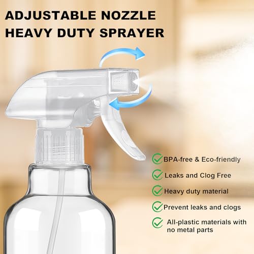 Glass Spray Bottles with Silicone Sleeve 16.9oz 2 Pack Empty Spray Bottle for Hair Mist/Stream Spraying for Cleaning Solutions, Plants, Essential Oils (clear-sblue&yellow) - color: clear-sblue&yellow
