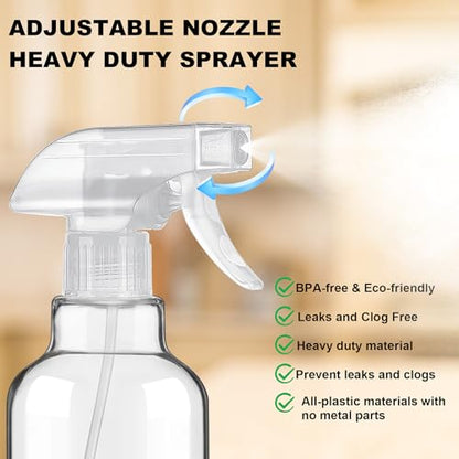 Glass Spray Bottles with Silicone Sleeve 16.9oz 2 Pack Empty Spray Bottle for Hair Mist/Stream Spraying for Cleaning Solutions, Plants, Essential Oils (clear-sblue&yellow) - color: clear-sblue&yellow