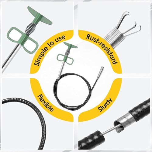 35" Flexible Drain Snake Grabber Tool, Upgraded Hair Clog Remover for Sink, Shower & Bathtub, Easy Reach Plumbing Weasel