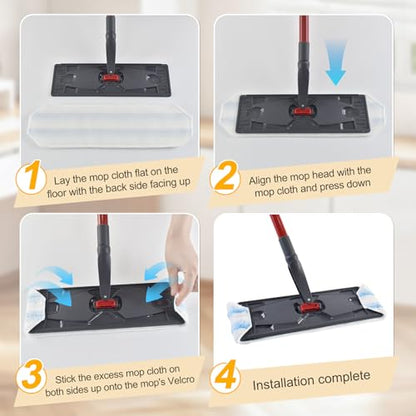 Mop Pads for OCedar H2prO Flat Mop System, 6 Pack Mop Heads Replacements for Ocedar H2prO Flat Mop, Microfiber Reusable Machine Washable Durable Long-Lasting Mop Refills Safe on Various Floors