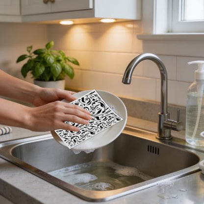 Reusable Swedish Dishcloths for Kitchen, 6 Pcs Geometric Pattern Dish Cloths, Absorbent Modern Design Cellulose Cleaning Towels Wipes for Cooking Home Decor Housewarming Gifts - style: Geometric