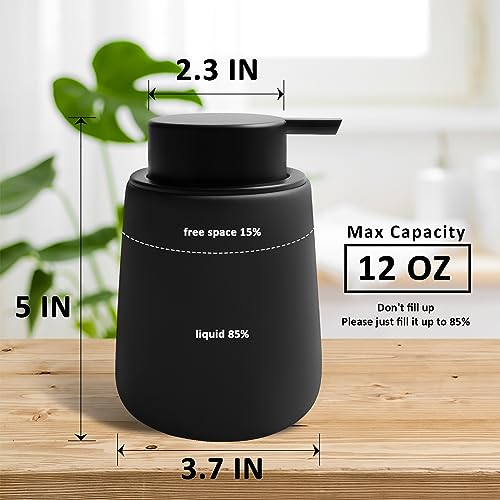 Soap Dispenser Ceramic with Easy-to-Press Pump Hand Lotion Liquid Dispenser for Shampoo Bathroom Kitchen 12 oz Black - color: Liquid-brownblack