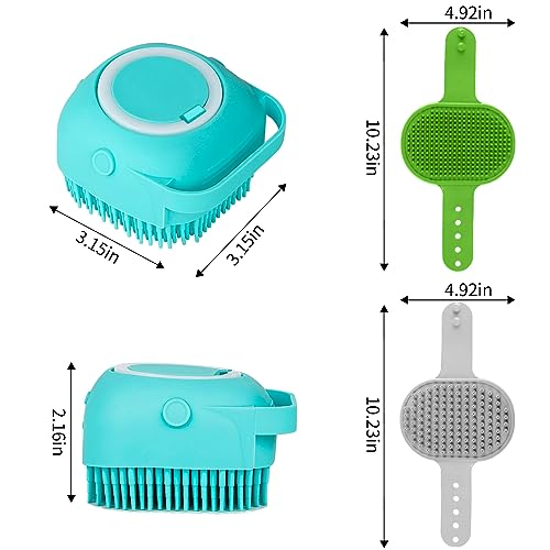 Comotech 6PCS Dog Bath Brush & Dog Toothbrush | Adjustable Handle Shampoo Brush & Scrubber for Short & Long Haired Dogs & Cats | Effectively Solve Odor & Stain Removal Problems (Blue Green Gray) - color: Blue Green Gray