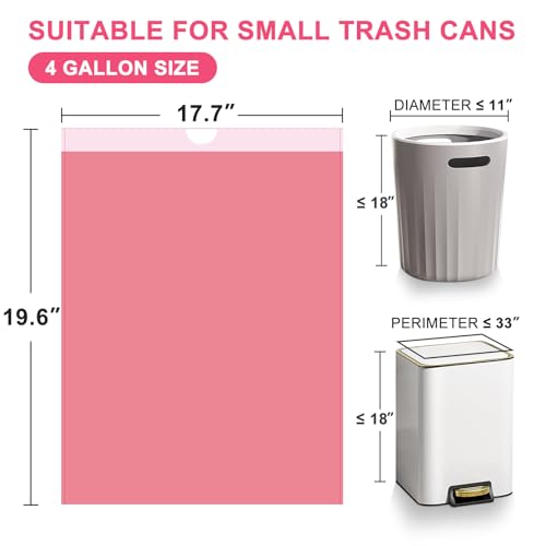 4 Gallon Trash Bags Drawstring 100 Count, JUKFITA Extra Strong Small Garbage Bags, Unscented Trash Can Liners for Bathroom Restroom Office Kitchen, Red - color: Red, size: 100 Count (Pack of 1)