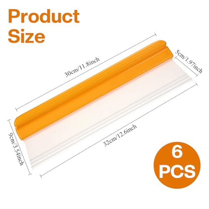 Car Squeegee, 6 Pack 12 inch Flexible Car Water Scraper Tool Silicone Window Squeegee for Cars Or Home Use, Washing & Wiping Glass, Mirror & Shower Doors, Yellow