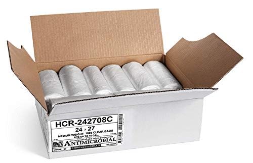 Aluf Plastics High Density Trash Bags, 12 Gallon, 1000 Count, 8 Micron (eq), 24" x 27", Clear, for Bathroom, Office, Industrial, Commercial, Janitorial, Municipal, Recycling - color: Clear, style: 13 Gal, 8 Micron Equiv, 1000 Count