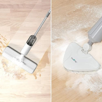 True & Tidy Complete Floor Care System with Multi-Surface Steam Mop and Spray Mop with Refillable Bottle (White)