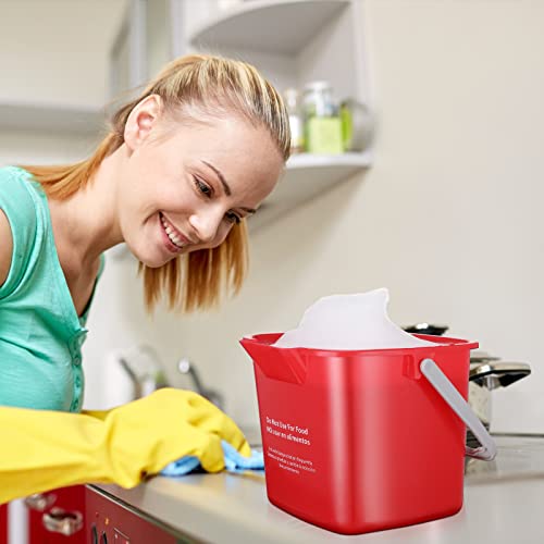 Roshtia 6 Pcs 3 Quart Cleaning Bucket Small Sanitizing Square Bucket Detergent Pail for Home Commercial Restaurant Kitchen Office School(Green, Red) - color: Green, Red