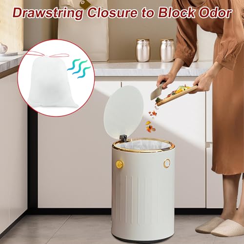O2frepak 4Gallon Drawstring Small Kitchen Trash Bags,Clean Fresh Scent and Heavy Duty Garbage Bags(100 Count,45x50cm) - style: 4Gallon(100Counts)White