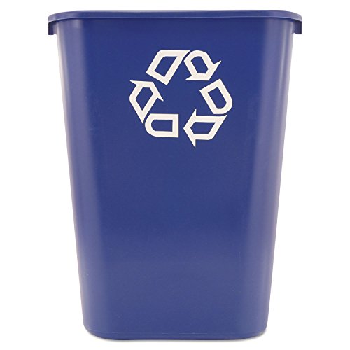 Rubbermaid Commercial Products Deskside Recycling Can, 10.25-Gallon/41-Quart, Blue Recycling Symbol, Plastic, for Bedroom/Bathroom/Office/Under Desk/Sink - color: Blue, size: 10.25 Gallons