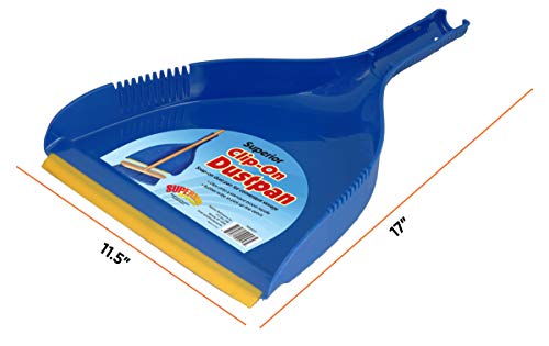 Superio Clip-On Dustpan - Heavy Duty Plastic, Easy Grip Clip-On Dust Pan with Rubber Edge, Detailed Sweeping Debris, Fits Standard Brooms Home & Commercial Dusting & Cleaning Tool, Blue, 2-Pack - color: Blue, size: 2-pack