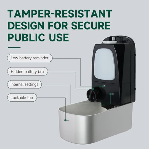 anydry Commercial Automatic Soap Dispenser Large 34oz/1000ml Capacity Wall-Mounted Touchless Liquid Dispenser for High-Traffic Restrooms, Offices, Hospitals Model AD1220S Silver - color: Silver